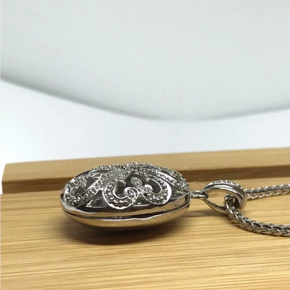 925 Sterling Silver Filigree locket Pendant Necklace size 20” - Picture 10 of 16